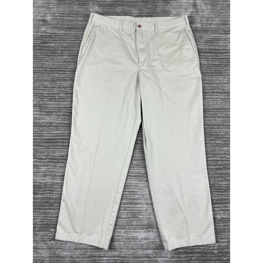 Farah Chino Pants Mens 38x30 Beige Cotton Twill Straight Leg Flat Front Khakis